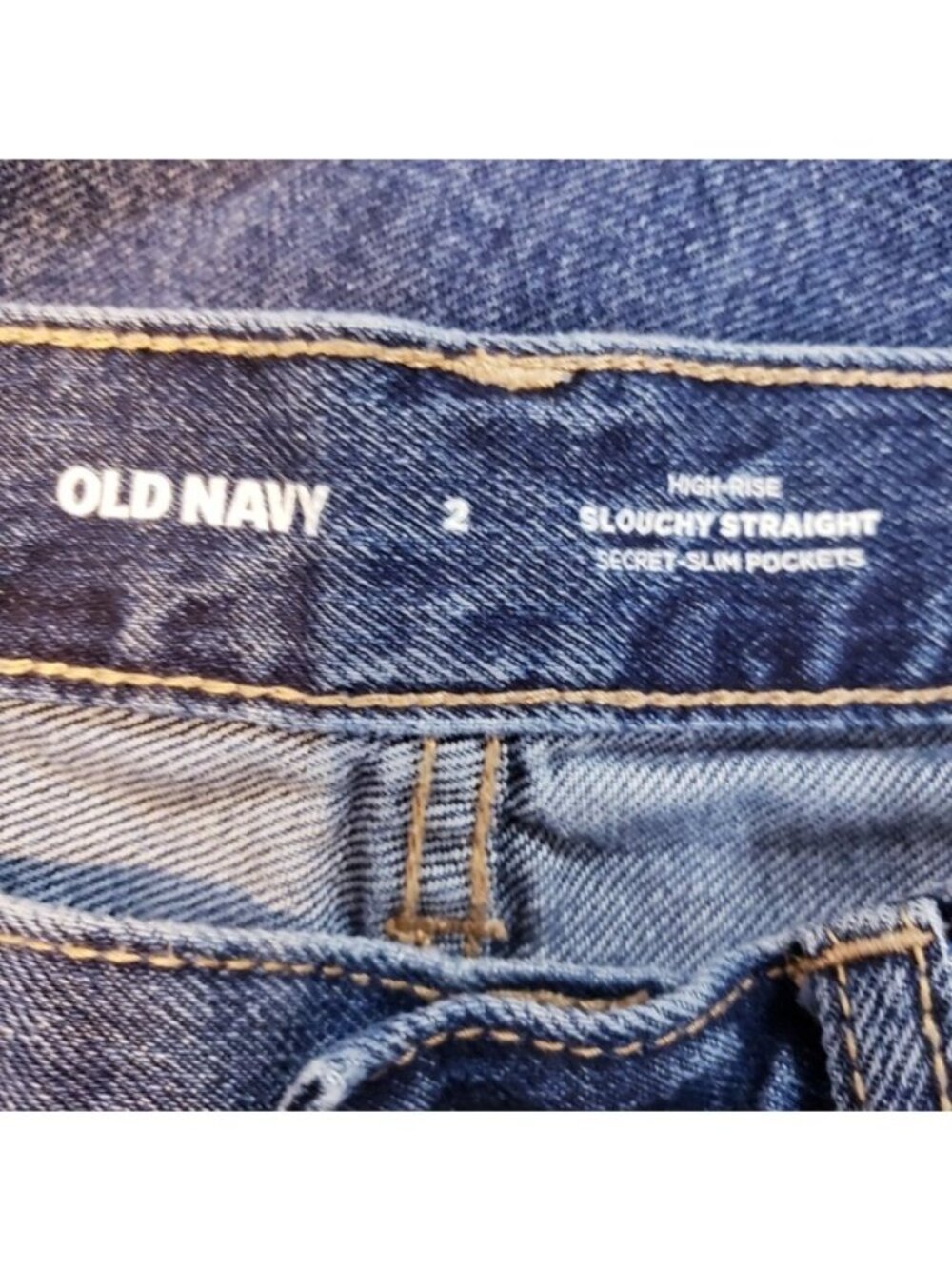 Old Navy High Rise Slouchy Straight Leg Distressed Ankle Jeans Women's Size 2 - Picture 9 of 10